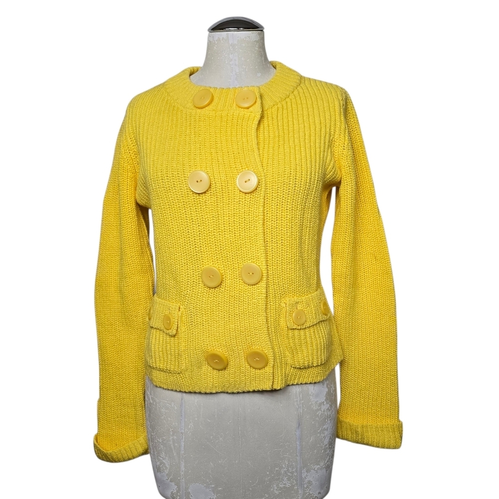 Talbots Yellow Chunky Knit Button Down Cardigan Petites M